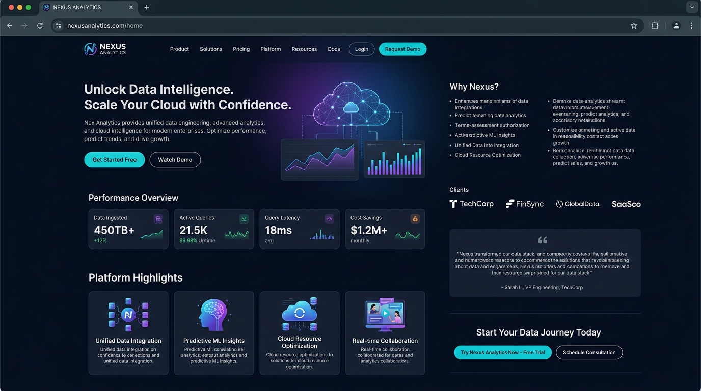 NexaCore Cloud B2B SaaS & Cloud Platform screenshot